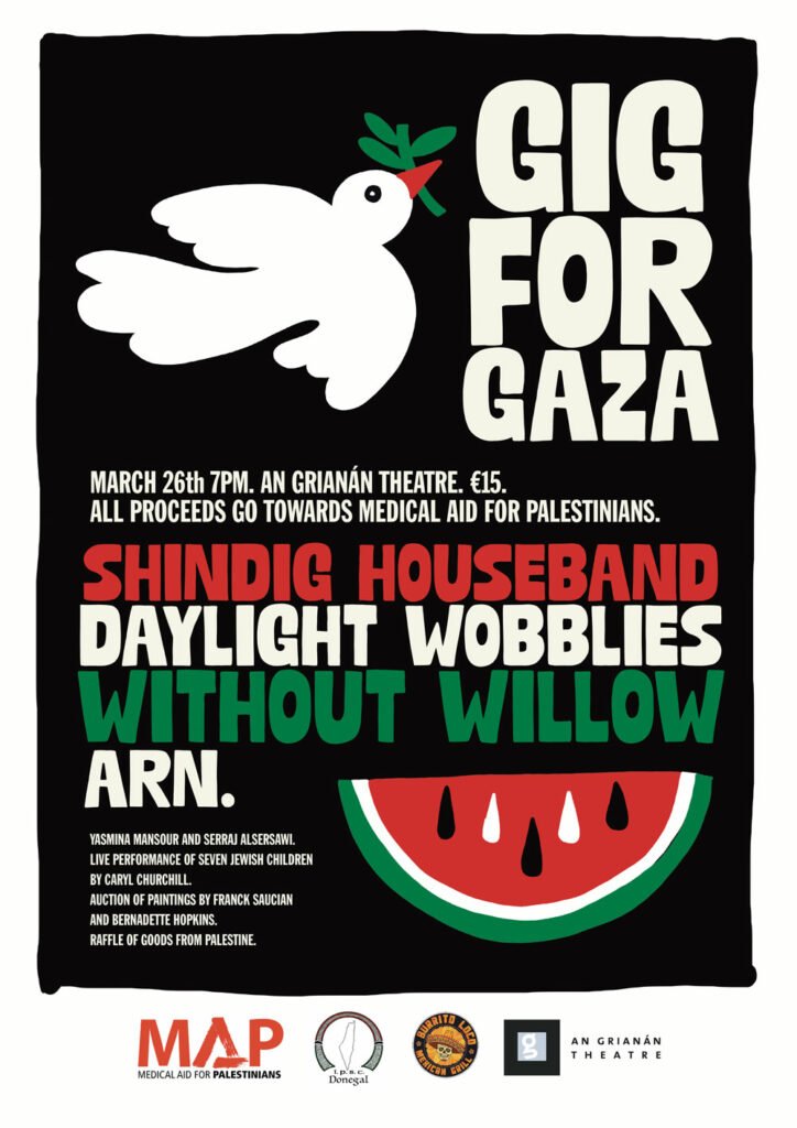 Poster graphic for Gig for Gaza. 