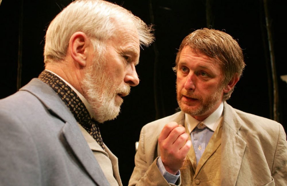 Ian McElhinney as Christopher Gore and Stuart Graham as Con Doherty in Brian Friel's The Home Place, co-produced with The Lyric Theatre for An Grianán Theatre's tenth anniversary in 2009. Photo: Declan Doherty