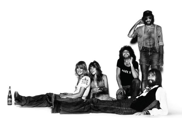 black and white image of rock band Fleetwood Mac