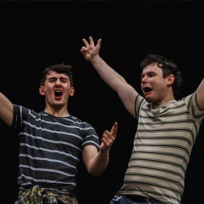 Conor Quinn and John Travers performing in Bruiser's Mojo Mickybo.