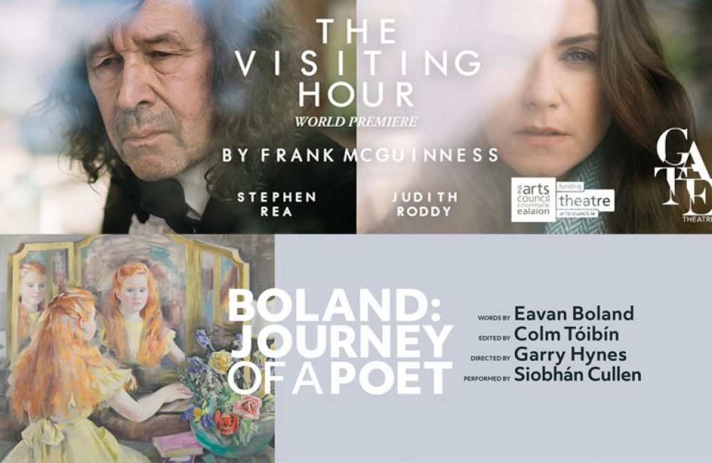 Title graphics for The Gate Theatre's The Visiting Hour by Frank McGuinness, Boland: Journey of a Poet by Druid Theatre.